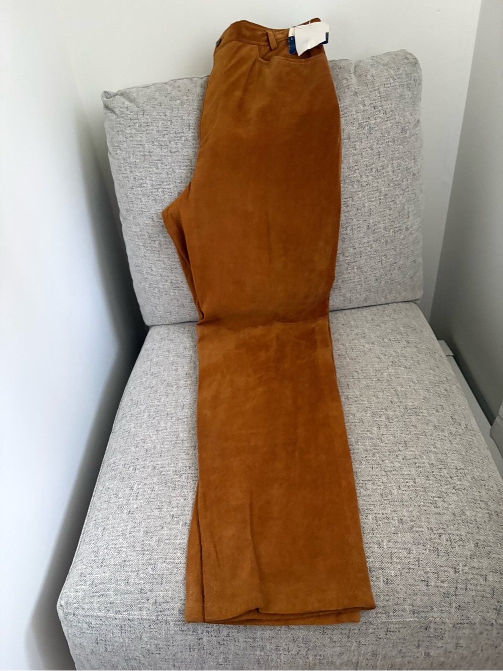 Women Suede Brown Pants - Picture 3 of 5